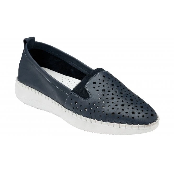 Navy Leather Francesca Slip-On Shoes | Lotus 3 Navy Leather Francesca Slip-On Shoes | Lotus