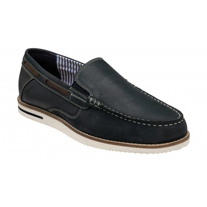 Navy Leather Saxon Loafers | Lotus 3 Navy Leather Saxon Loafers | Lotus