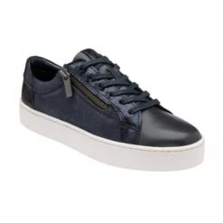 Navy Leather & Snake-Print Sky Casual Trainers | Stressless By Lotus