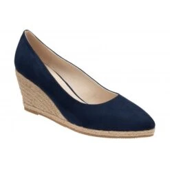 Navy Microfibre Giselle Wedge Shoes | Lotus