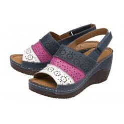 Navy Multi-Leather Neylan Wedge Sandals | Lotus -Lotus Shoes Sale navy multi leather neylan wedge sandals lotus p13670 32762 medium