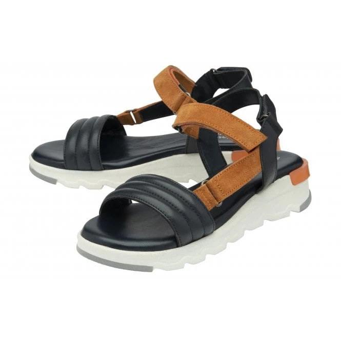 Navy & Orange Leather Verena Open-Toe Sandals | Stressless By Lotus 4 Navy & Orange Leather Verena Open-Toe Sandals | Stressless By Lotus - Image 2