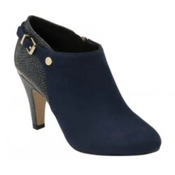 Navy & Snake-Print Ramona Heeled Shoe-Boots | Lotus