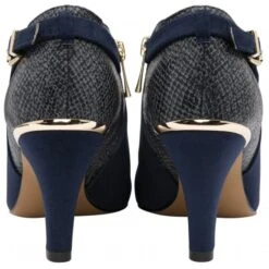 Navy & Snake-Print Ramona Heeled Shoe-Boots | Lotus -Lotus Shoes Sale navy snake print ramona heeled shoe boots lotus p13493 32338 medium
