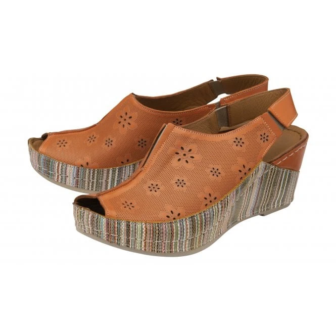 Orange Leather Deniz Wedge Shoes | Lotus 4 Orange Leather Deniz Wedge Shoes | Lotus - Image 2
