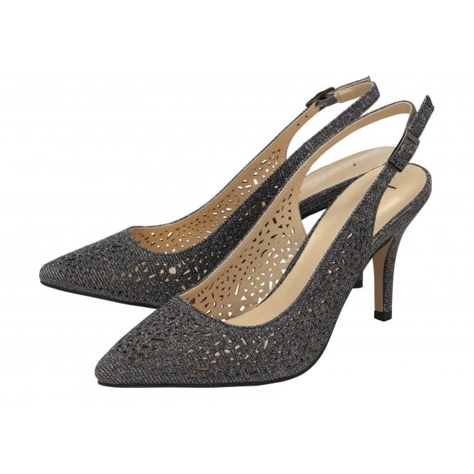 Pewter Textile Lyla Slingback Court Shoes | Lotus 4 Pewter Textile Lyla Slingback Court Shoes | Lotus - Image 2