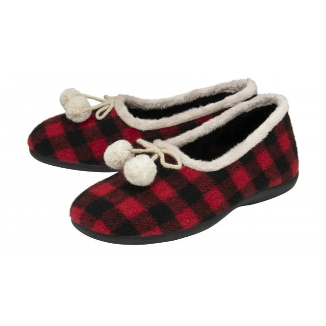 Red-Check Pippa Full Shoe Slippers | Lotus 4 Red-Check Pippa Full Shoe Slippers | Lotus - Image 2