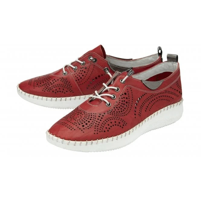 Red Leather Katya Casual Shoes | Lotus 4 Red Leather Katya Casual Shoes | Lotus - Image 2