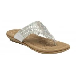 Silver Rafaella Flat Toe-Post Sandals | Lotus