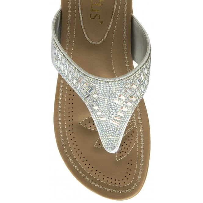 Silver Rafaella Flat Toe-Post Sandals | Lotus 6 Silver Rafaella Flat Toe-Post Sandals | Lotus - Image 4