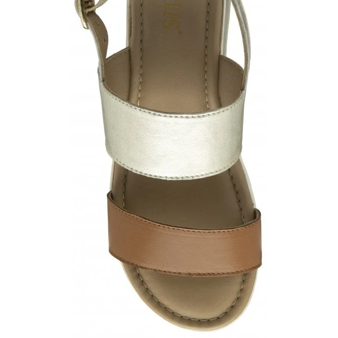 Tan & Gold Leather Madelyn Wedge Sandals | Lotus 6 Tan & Gold Leather Madelyn Wedge Sandals | Lotus - Image 4