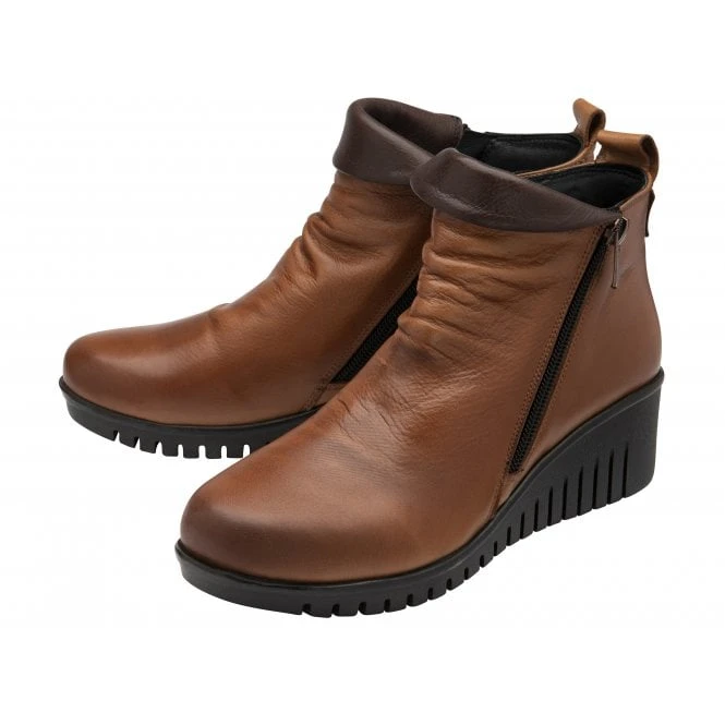 Tan Leather Cordelia Wedge Ankle Boots | Lotus 4 Tan Leather Cordelia Wedge Ankle Boots | Lotus - Image 2