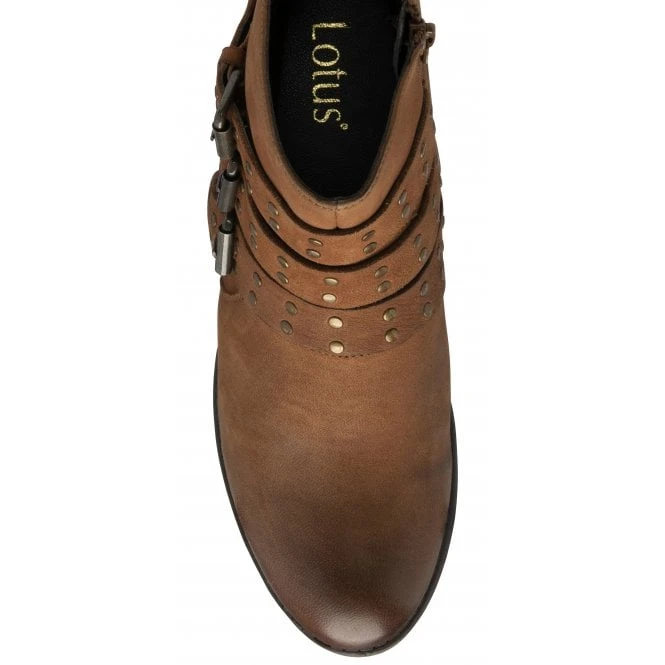 Tan Leather Emelia Zip-Up Ankle Boots | Lotus 6 Tan Leather Emelia Zip-Up Ankle Boots | Lotus - Image 4