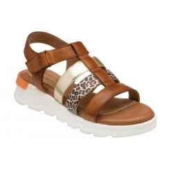 Tan & Leopard-Print Leather Shiloh Open-Toe Sandals | Stressless By Lotus