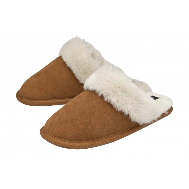 Tan Suede Cressida Mule Slippers | Lotus 4 Tan Suede Cressida Mule Slippers | Lotus - Image 2