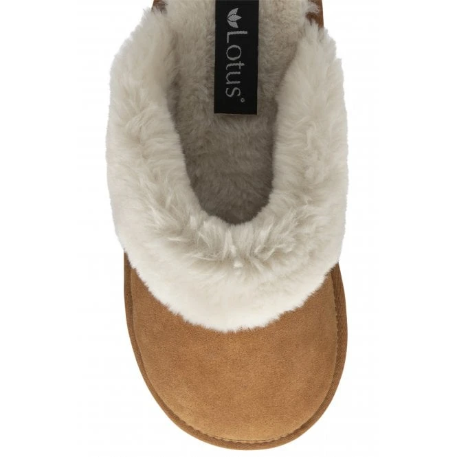Tan Suede Cressida Mule Slippers | Lotus 6 Tan Suede Cressida Mule Slippers | Lotus - Image 4