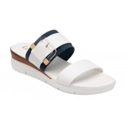 White & Denim Giovanna Mule Sandals | Lotus