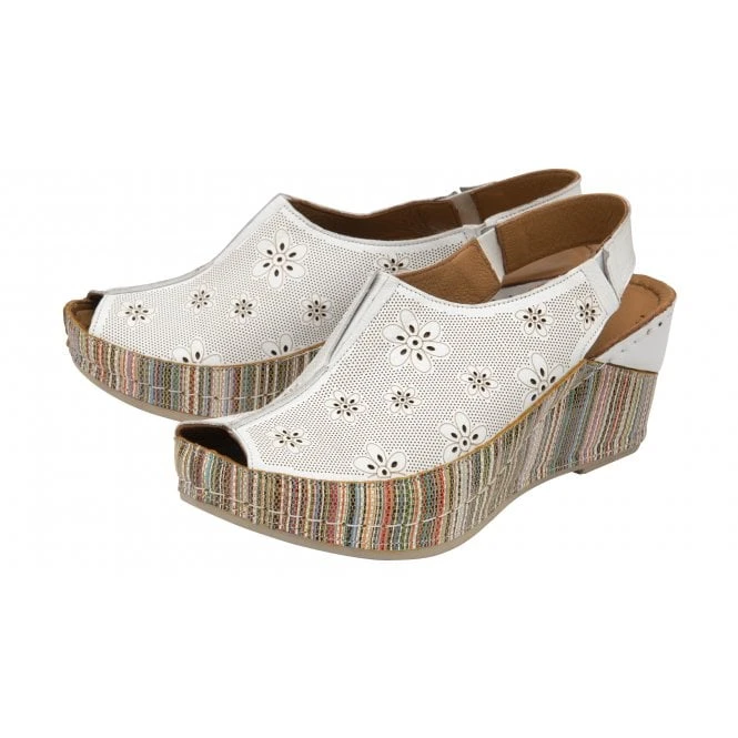 White Leather Deniz Wedge Shoes | Lotus 4 White Leather Deniz Wedge Shoes | Lotus - Image 2