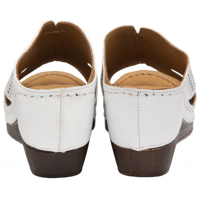 White Leather Genevieve Mule Sandals | Lotus 5 White Leather Genevieve Mule Sandals | Lotus - Image 3
