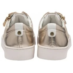 White Leather & Gold Croc-Print Sky Casual Trainers | Stressless By Lotus -Lotus Shoes Sale white leather gold croc print sky casual trainers stressless by lotus p13622 32895 medium