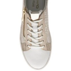 White Leather & Gold Croc-Print Sky Casual Trainers | Stressless By Lotus -Lotus Shoes Sale white leather gold croc print sky casual trainers stressless by lotus p13622 32896 medium