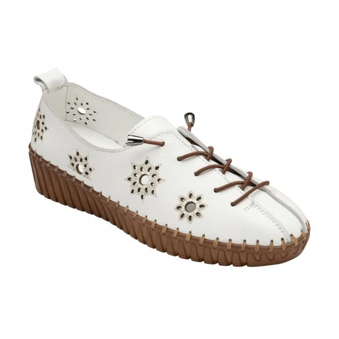 White Leather Kristen Slip-On Shoes | Lotus 3 White Leather Kristen Slip-On Shoes | Lotus