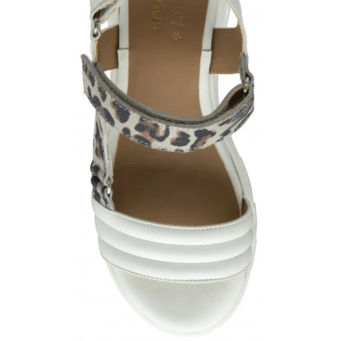 White & Leopard-Print Leather Verena Open-Toe Sandals | Stressless By Lotus 6 White & Leopard-Print Leather Verena Open-Toe Sandals | Stressless By Lotus - Image 4