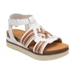 White Multi-Leather Cairnes Open-Toe Flatform Sandals | Lotus