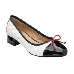 White, Navy & Red Ivy Ballerina Shoes | Lotus